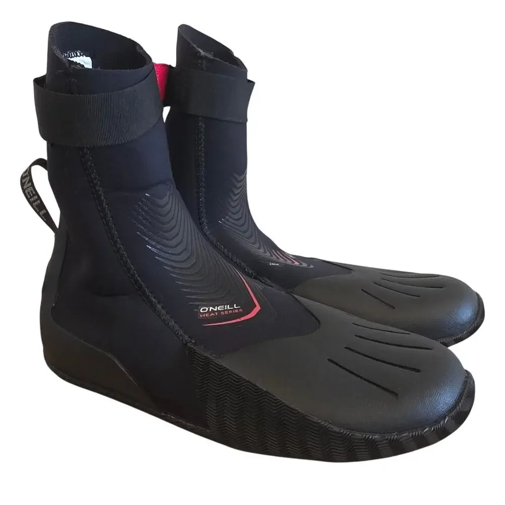 ONeill Heat 3mm Neoprene Surf Booties Men Size 7 Black Water Diving Boots